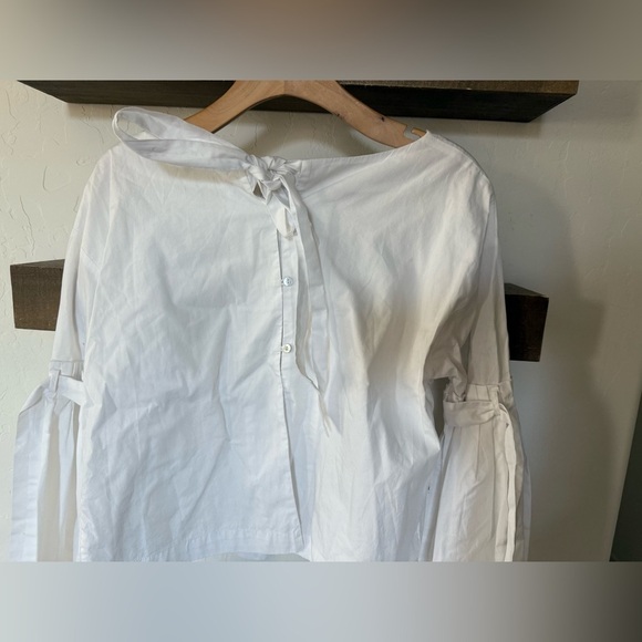 Free People|So obviously yours top, in crisp white•••Bell sleeves,bow details - Picture 7 of 16